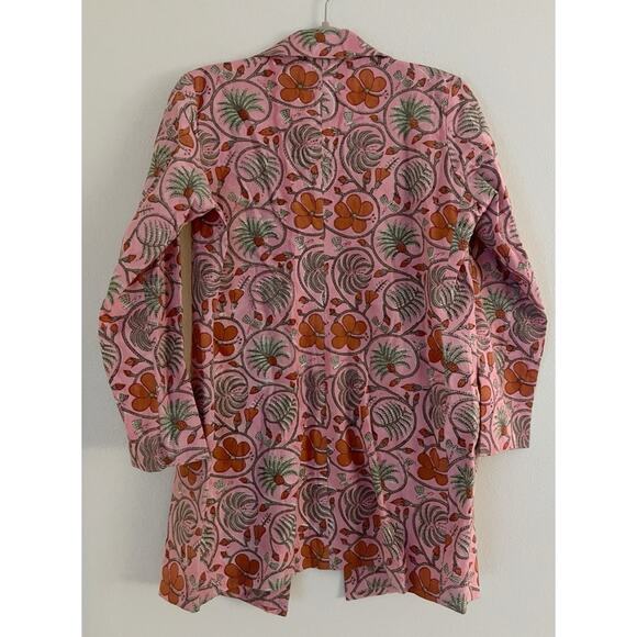 Kalakaari By Sagarika Onion Pink Printed & Embroidered Blazer Jacket Medium - Picture 3 of 8